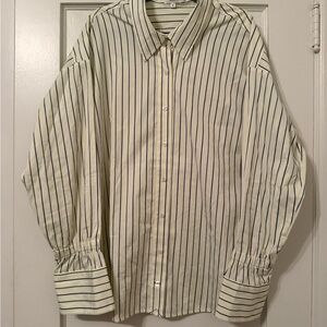 A.L.C. MONICA Yellow Striped Button Down Shirt